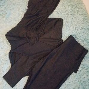 Two Piece Biker Shorts Set with Crop Top